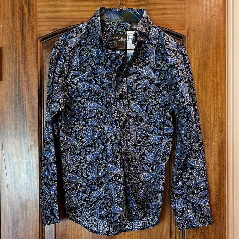 Roper Paisley Button Down Long Sleeve Boys Shirt